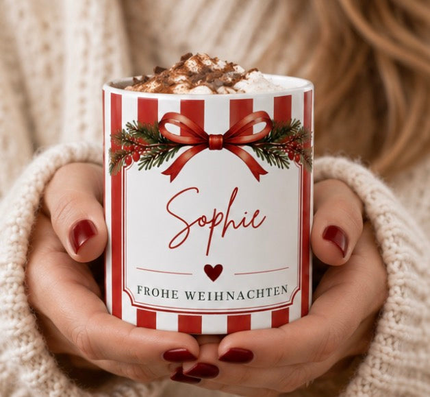 Personalisierte Weihnachtstasse mit Name, Tasse Weihnachten 11oz, Weihnachtsgeschenk für Sie und Ihn, Christmas Mug