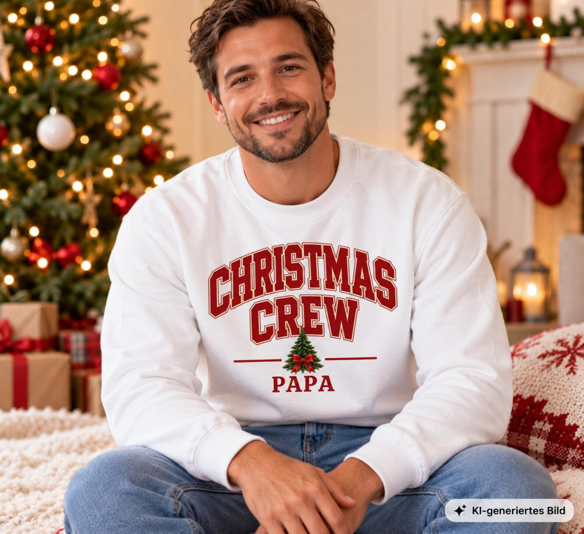 Personalisierter Weihnachtspullover Familie | Christmas Crew Sweater | Partnerlook Weihnachten | Mama Papa Kinder | Familien Pullover