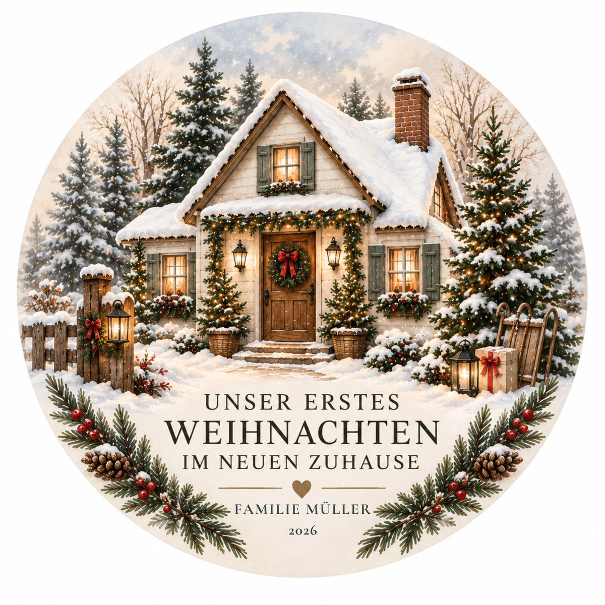 Unser erstes Weihnachten im neuen Zuhause | Personalisiertes Weihnachtsornament | Weihnachtsanhänger mit Name & Jahr | Geschenk Einzug