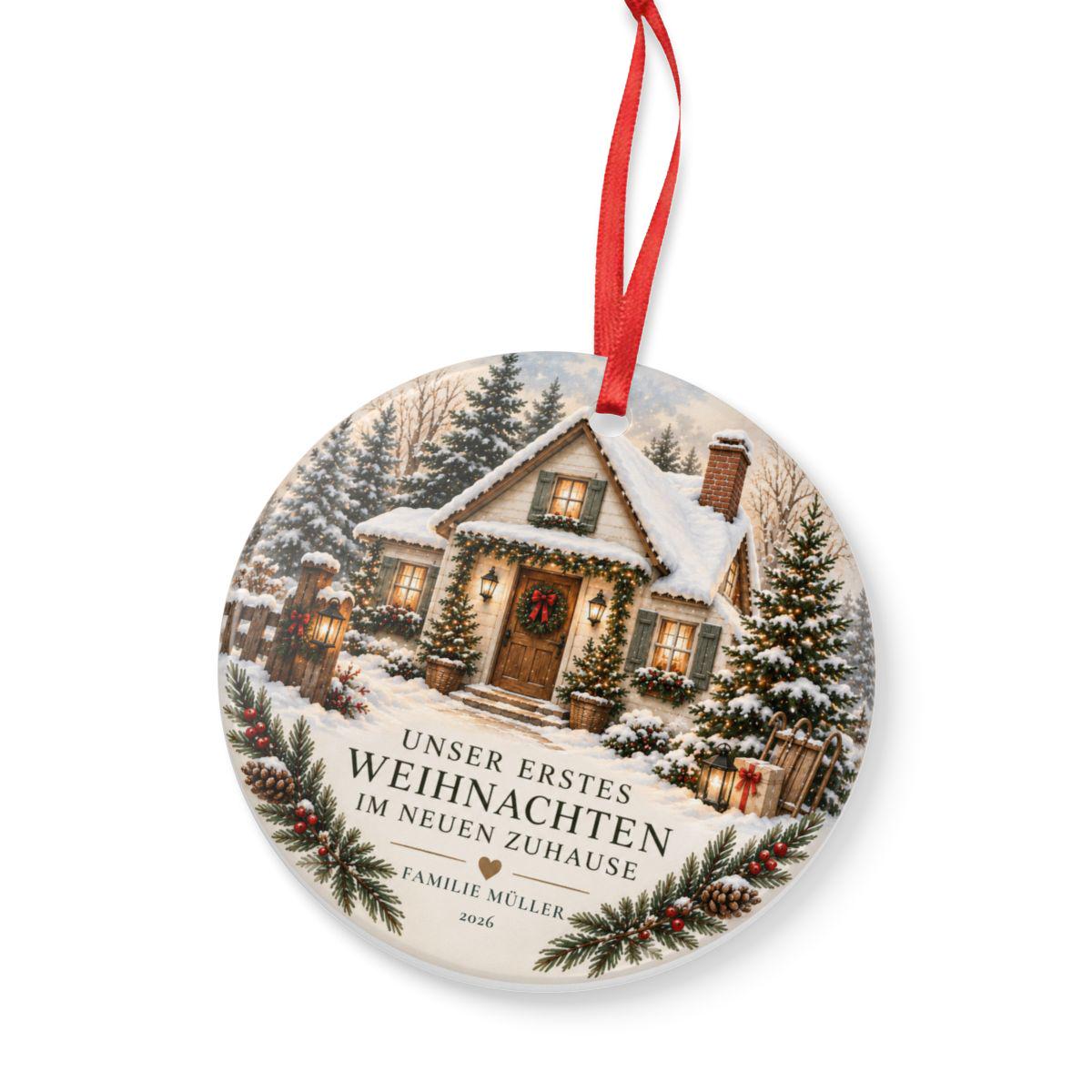 Unser erstes Weihnachten im neuen Zuhause | Personalisiertes Weihnachtsornament | Weihnachtsanhänger mit Name & Jahr | Geschenk Einzug