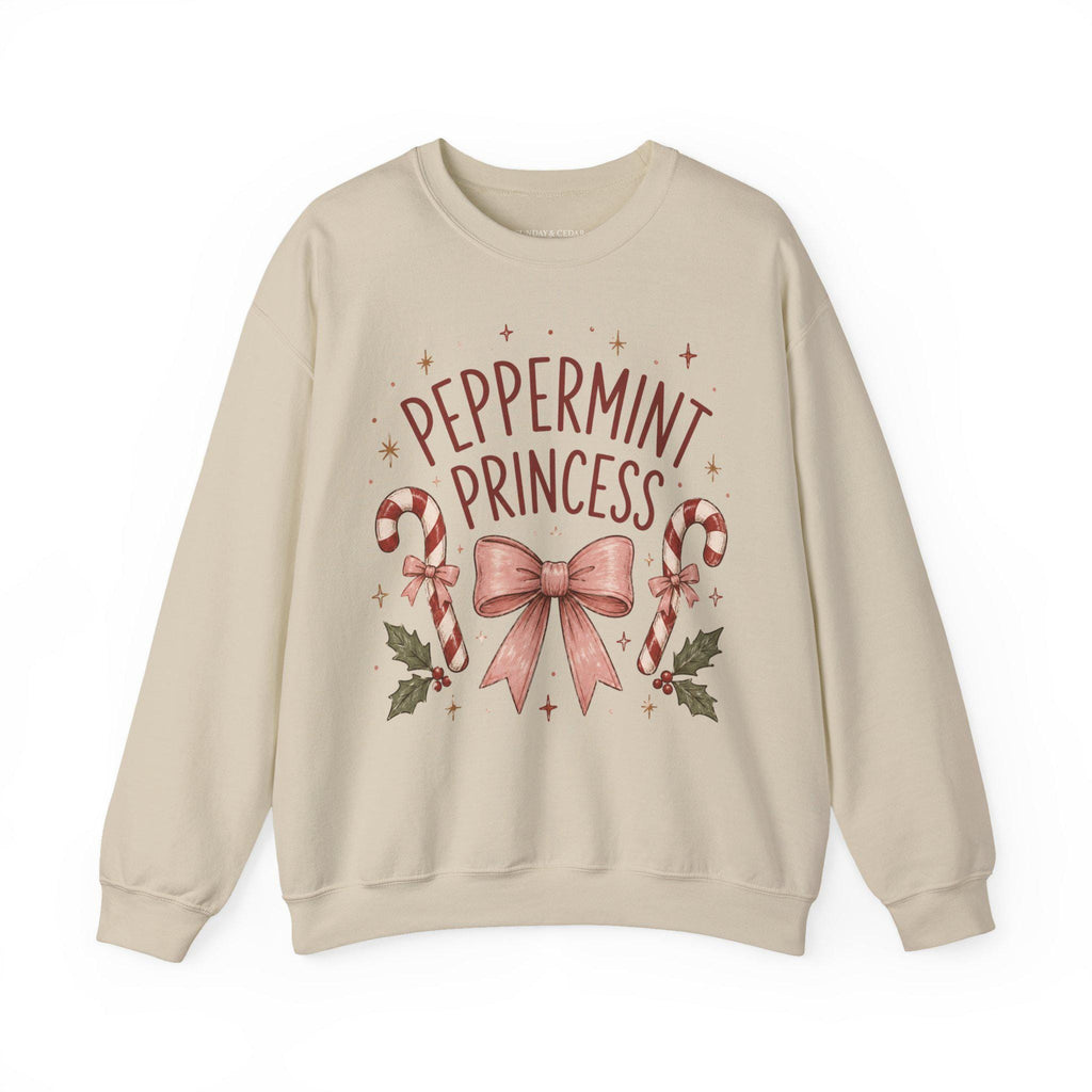Weihnachtspullover Damen | Peppermint Princess Sweatshirt | Christmas Sweater mit Schleife & Zuckerstangen | Weihnachts Sweatshirt
