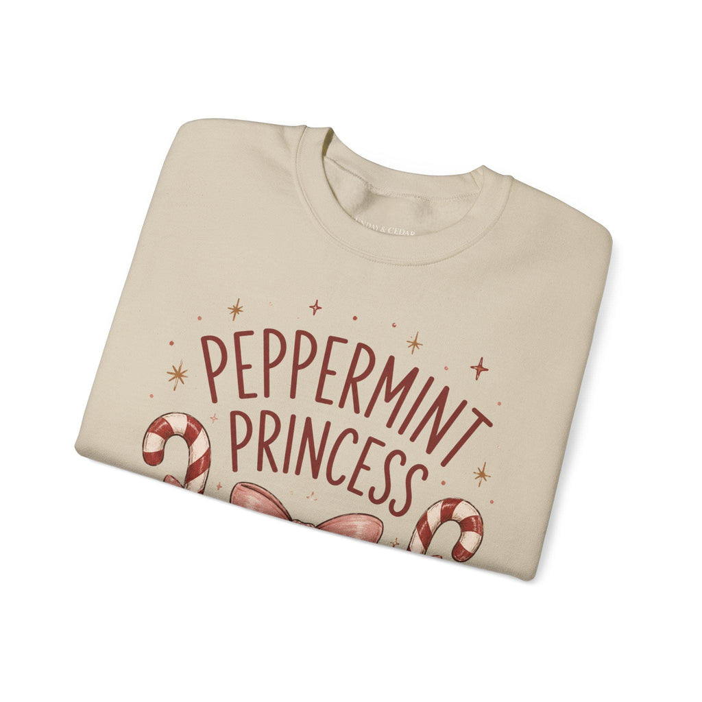 Weihnachtspullover Damen | Peppermint Princess Sweatshirt | Christmas Sweater mit Schleife & Zuckerstangen | Weihnachts Sweatshirt