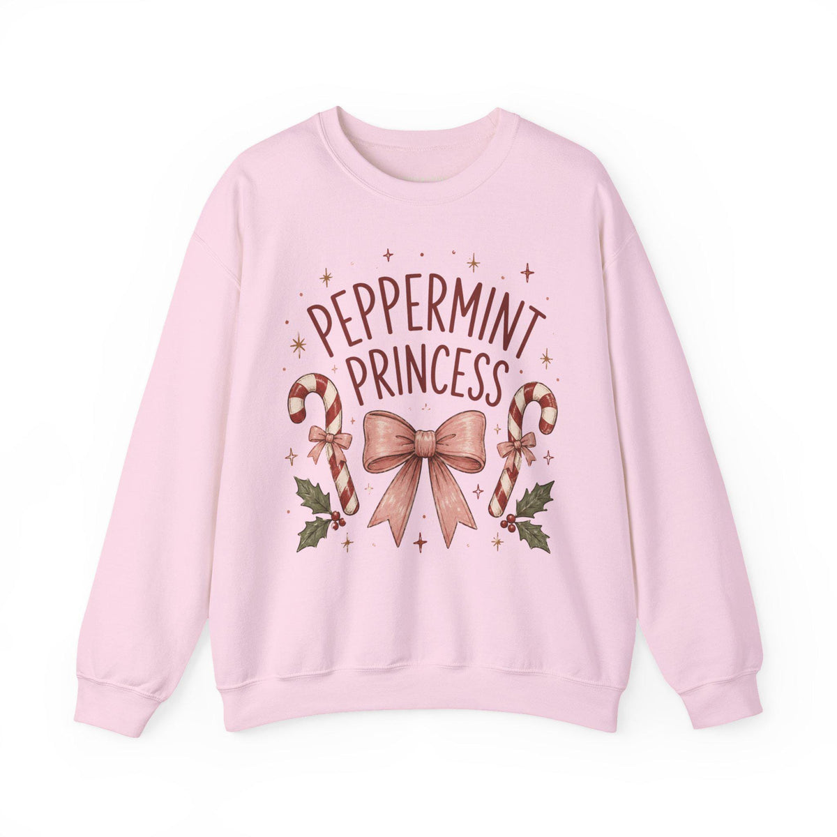 Weihnachtspullover Damen | Peppermint Princess Sweatshirt | Christmas Sweater mit Schleife & Zuckerstangen | Weihnachts Sweatshirt