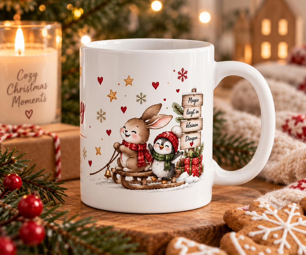 Personalisierte Weihnachtstasse mit Name | Weihnachtstasse Kinder | Tasse mit Namen | Weihnachtsgeschenk für Kinder | 11 oz