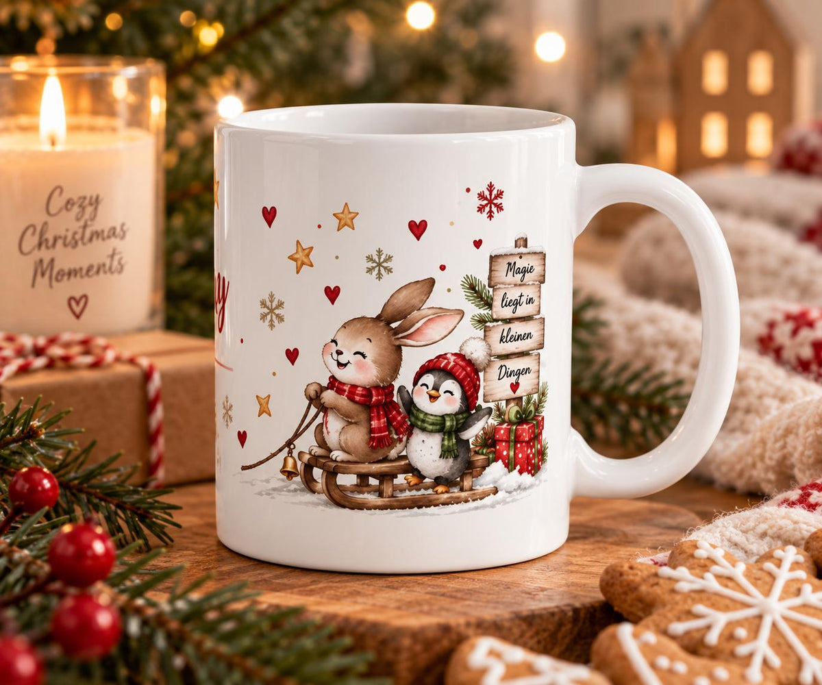 Personalisierte Weihnachtstasse mit Name | Weihnachtstasse Kinder | Tasse mit Namen | Weihnachtsgeschenk für Kinder | 11 oz