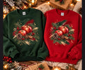 Weihnachtssweatshirt Damen, Christmas Sweater mit Äpfeln, Tannengrün & Zimt, Cozy Weihnachtspullover, Weihnachtsgeschenk