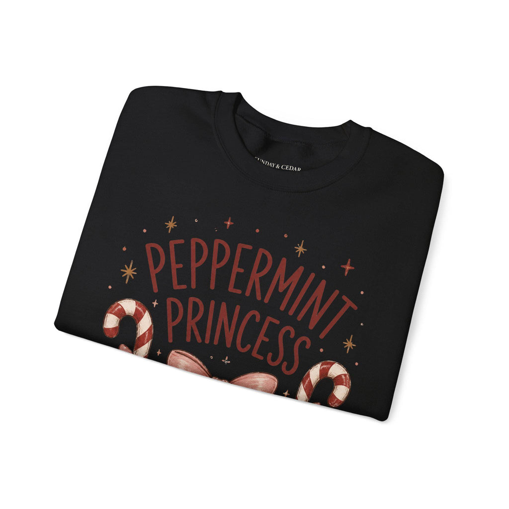 Weihnachtspullover Damen | Peppermint Princess Sweatshirt | Christmas Sweater mit Schleife & Zuckerstangen | Weihnachts Sweatshirt