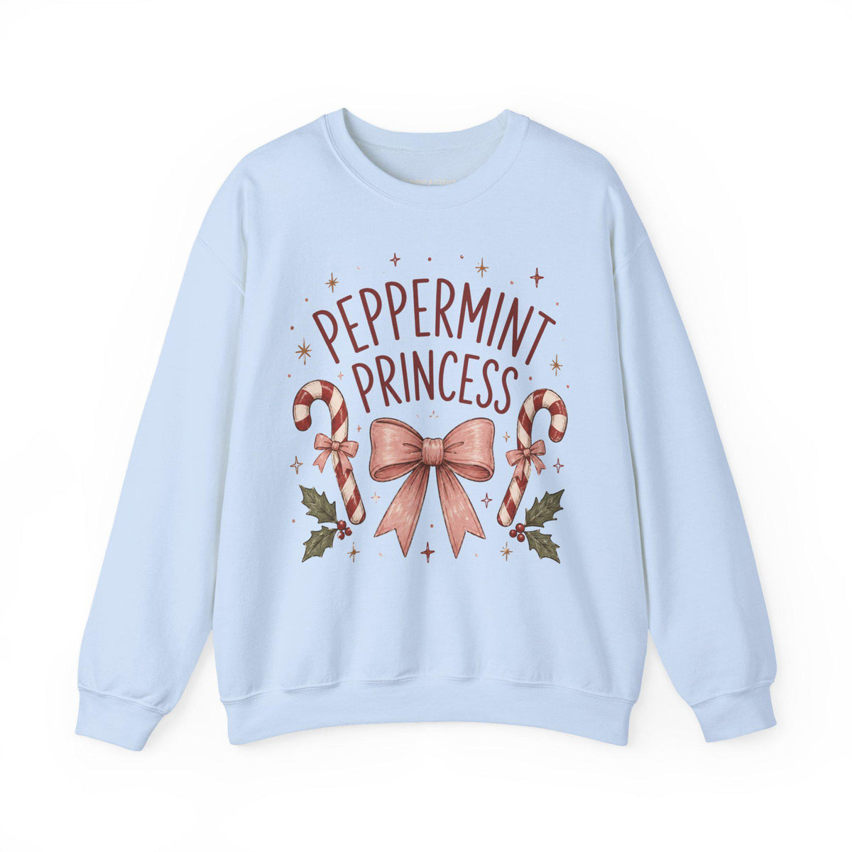 Weihnachtspullover Damen | Peppermint Princess Sweatshirt | Christmas Sweater mit Schleife & Zuckerstangen | Weihnachts Sweatshirt