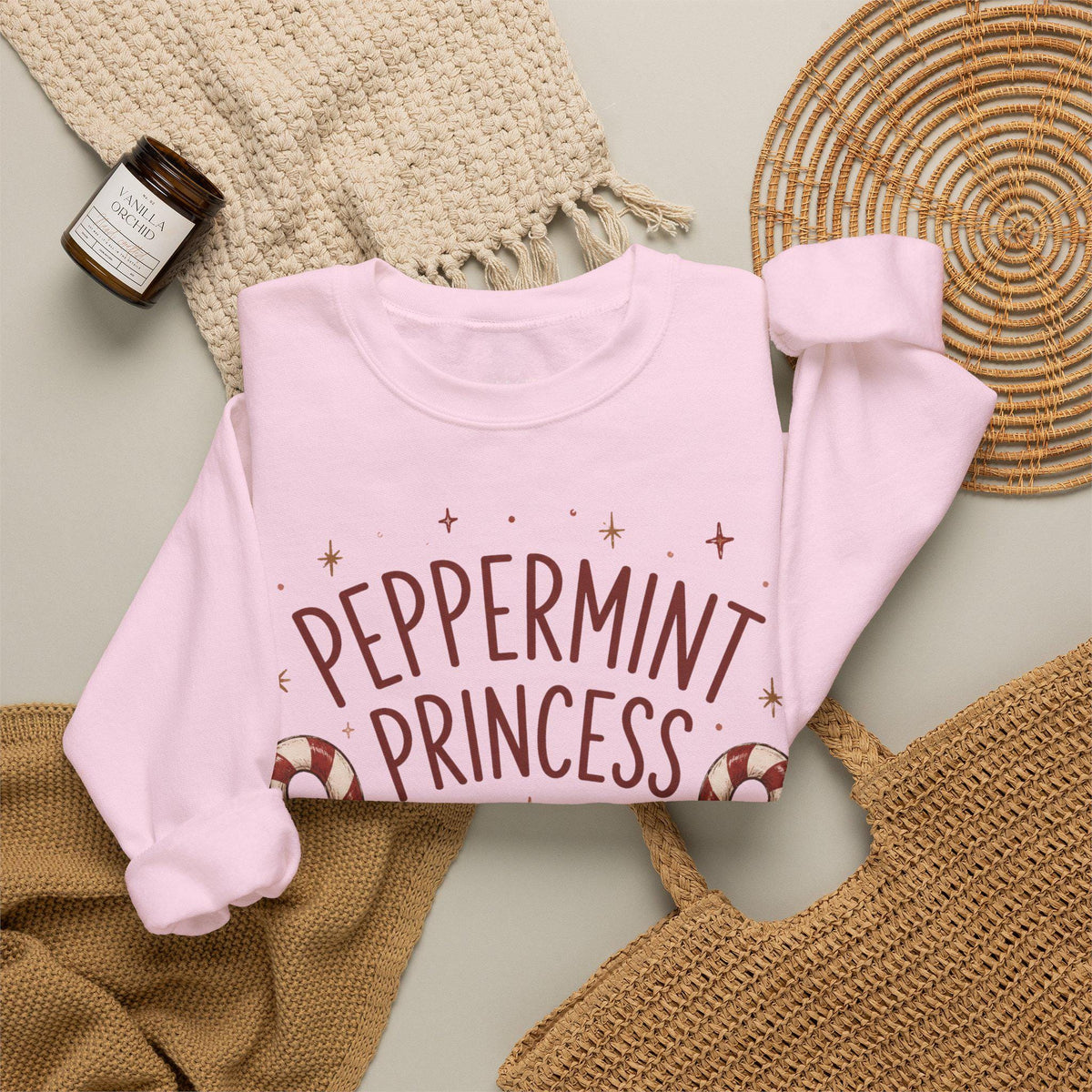 Weihnachtspullover Damen | Peppermint Princess Sweatshirt | Christmas Sweater mit Schleife & Zuckerstangen | Weihnachts Sweatshirt
