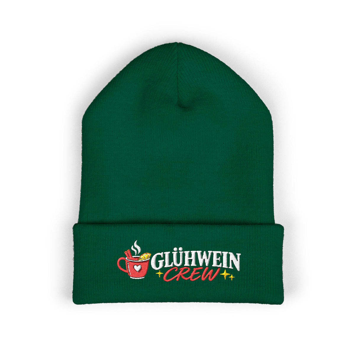 Glühwein Crew Beanie bestickt | Weihnachtsmütze Unisex | Wintermütze | Geschenk für Weihnachtsmarkt Fans | Glühwein Geschenk