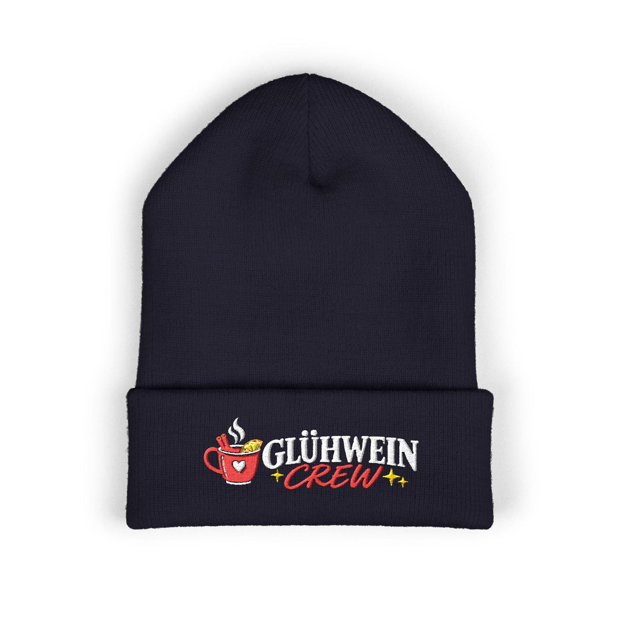 Glühwein Crew Beanie bestickt | Weihnachtsmütze Unisex | Wintermütze | Geschenk für Weihnachtsmarkt Fans | Glühwein Geschenk