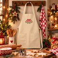 Plätzchen Königin Schürze bestickt | Weihnachtsschürze aus Bio Baumwolle | Backschürze Damen | Geschenk für Hobbybäckerin