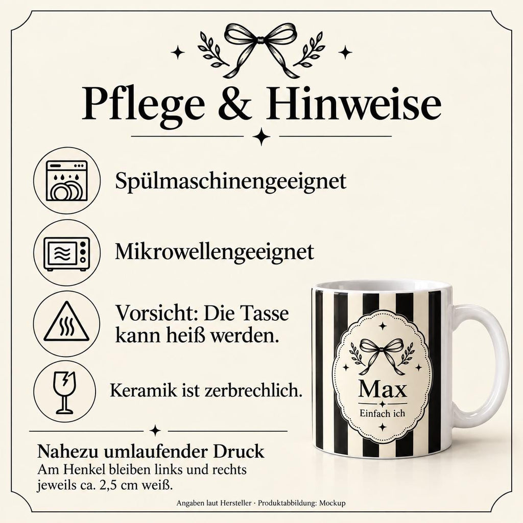 Personalisierte Tasse mit Namen & Wunschtext, Tasse personalisiert, Personalisiertes Geschenk, Schwarz Weiß Keramiktasse
