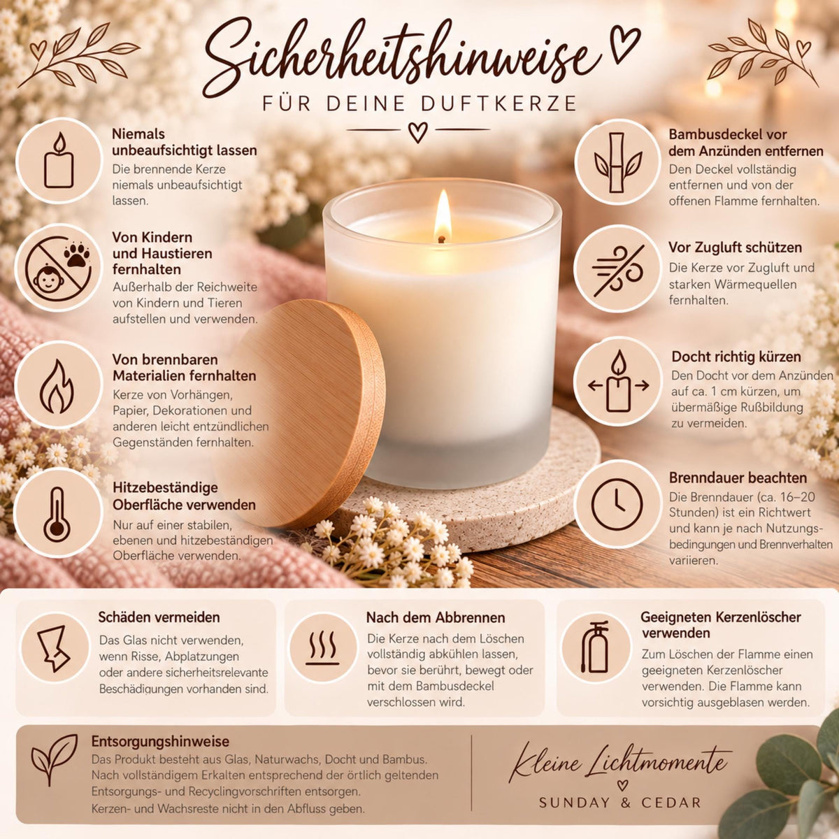 Duftkerze für Mama im Glas mit Vanilleduft, Naturwachs und Bambusdeckel. Ein besonderes Geschenk von Herzen.