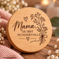 Duftkerze für Mama im Glas mit Vanilleduft, Naturwachs und Bambusdeckel. Ein besonderes Geschenk von Herzen.