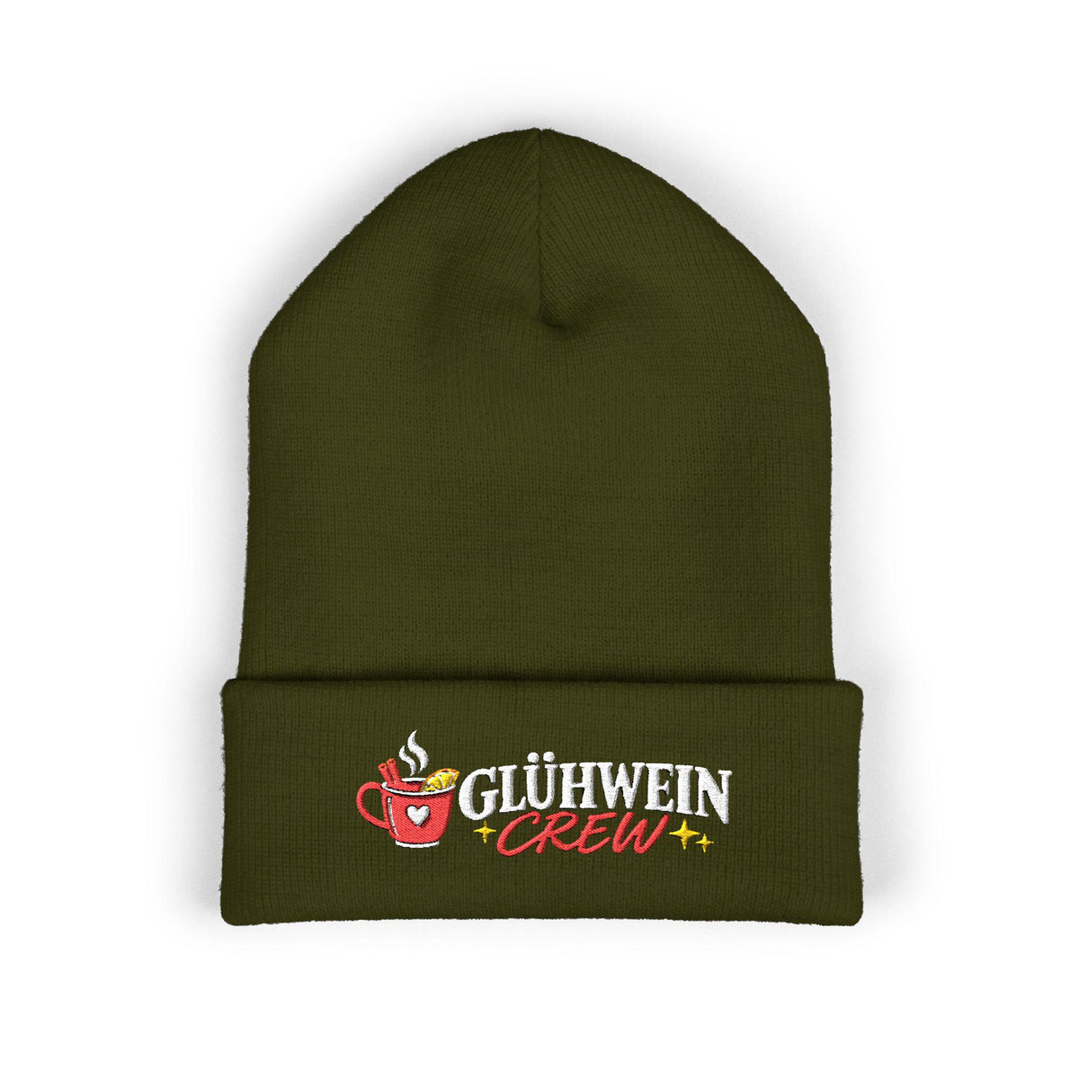 Glühwein Crew Beanie bestickt | Weihnachtsmütze Unisex | Wintermütze | Geschenk für Weihnachtsmarkt Fans | Glühwein Geschenk