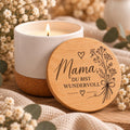 Duftkerze für Mama – Mama du bist wundervoll – Geschenk zum Muttertag, Geburtstag oder als kleines Dankeschön – Kerze mit Bambusdeckel