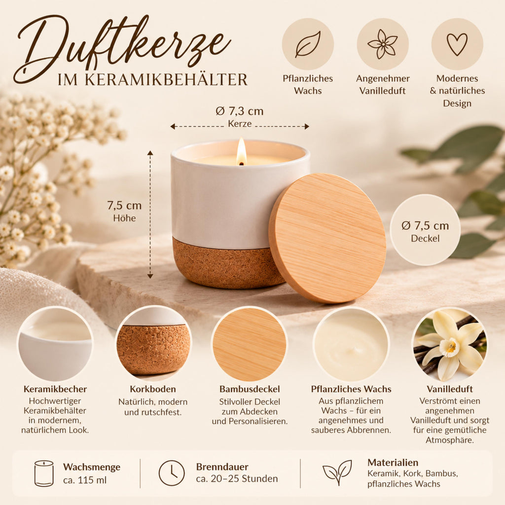 Weihnachtskerze für Hundeliebhaber & Katzenfreunde – Duftkerze in Keramik mit Bambusdeckel  – Geschenk für Tierbesitzer